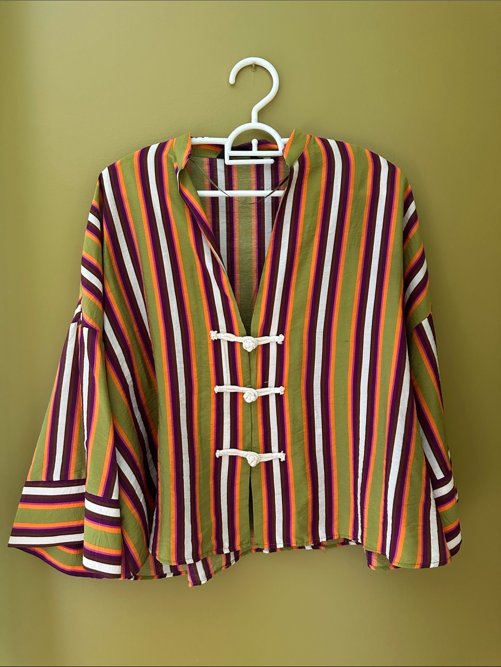 Zara toggle closure oversized striped tunic top